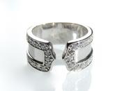 18kt White Gold Vintage Diamond Set Open-ended Ring image