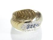 Retro sapphire and diamond cocktail ring in 18kt yellow gold image