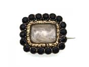 1828 Jet &amp; Hair Mourning Brooch Pendant in Rose Gold image