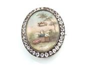 French Georgian love birds brooch in silver image