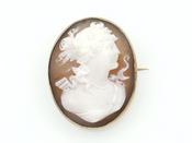 Antique shell cameo of a woman's profile brooch image