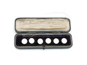 Antique set of round white enamel buttons image