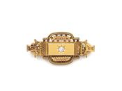 Etruscan revival 15kt yellow gold and diamond brooch image
