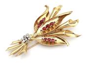1950s ruby and diamond bouquet brooch in 18kt gold image