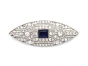 Art Deco square sapphire and diamond navette brooch image