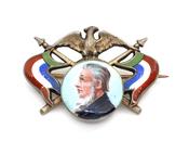 Commemorative South African brooch with medallion of President Kruger image