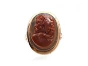Antique Sardonyx Cameo of a Bearded Hooded Man in Rose Gold