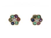 Vintage 'DEAREST' Floral Stud Earrings in 9kt Yellow Gold image