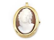 Vintage Shell Cameo Pendant Brooch in 18kt Yellow Gold image