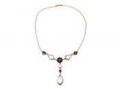 Arts &amp; Crafts Aquamarine &amp; Almandine Garnet Drop Necklace in Gold image