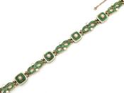 Antique seed pearl, green and white enamel 18kt yellow gold bracelet image