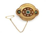 Victorian Emerald &amp; Diamond Brooch image