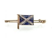 Retro sapphire and diamond Scottish flag brooch in gold image