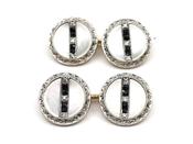 Edwardian onyx, diamond and mother of pearl button cufflinks image