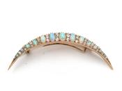 Victorian Opal &amp; Diamond Crescent Moon Brooch image