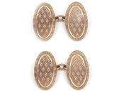1924 oval engine turned cufflinks in 9kt rose gold image
