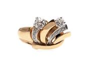 Retro 18kt yellow gold and diamond fan ring image