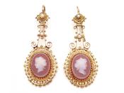 Antique French Hard Stone Cameo Drop Earrings image