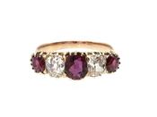 Antique graduating ruby and diamond five stone ring image