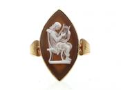 1870s Marquise Shell Cameo Ring in 18kt Yellow Gold image