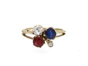 Antique Trefoil Diamond, Ruby &amp; Sapphire Cluster Ring image