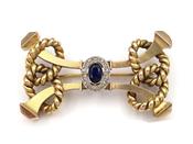 18kt yellow gold, sapphire and diamond retro rope brooch image