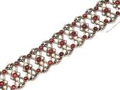 French Art Nouveau Silver &amp; Gold Openwork Bracelet Set With Garnets image