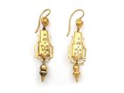 Antique Italian Etruscan revival drop earrings in gold image