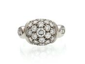 Platinum diamond set bombé cluster ring image