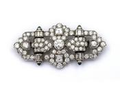 Art Deco openwork diamond and emerald plaque brooch image