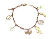 Vintage Charm Bracelet with Eight Charms in 9kt Yellow Gold image