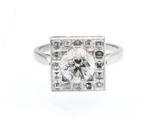 Vintage style diamond square cluster ring in platinum image