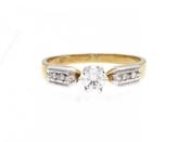 Vintage diamond solitaire engagement ring in 18kt yellow gold image