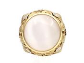 Art Nouveau 18kt Yellow Gold &amp; Moonstone Bombe Cocktail Ring image