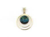 Vintage concentric openwork chrysocolla pendant in 14kt gold image