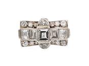 Late 1930s platinum and diamond tank cocktail ring image