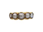 Antique five stone pearl ring in 18kt yellow gold image