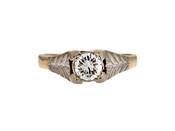 Antique diamond solitaire engagement ring with leaf motifs image
