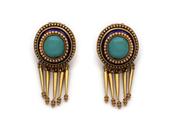 Etruscan Revival Victorian Turquoise &amp; Enamel Tassel Earrings image
