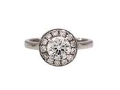 Contemporary diamond halo cluster ring in platinum image