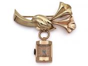 1940s rose gold flower nurses mechanical watch brooch image