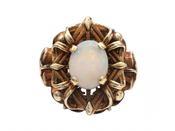 Retro woven gold and precious opal dress ring in 14kt yellow gold image