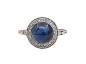 Art Deco cabochon sapphire and diamond target ring in platinum image