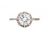 Edwardian diamond solitaire engagement ring in platinum image