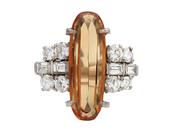1950s Imperial topaz and diamond cocktail ring in platinum image