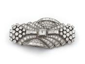 Art Deco Multi Diamond Cut Cluster Brooch in Platinum image