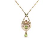 Edwardian Suffragette Peridot, Pearl &amp; Amethyst Necklace in Gold image