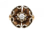Retro diamond set scrolling dress ring in 18kt yellow gold image