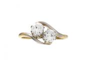 Antique Diamond Toi et Moi Two Stone Twist Ring in 18kt Yellow Gold image