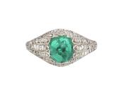1920s Sugarloaf Emerald &amp; Diamond Bombe Cluster Ring image
